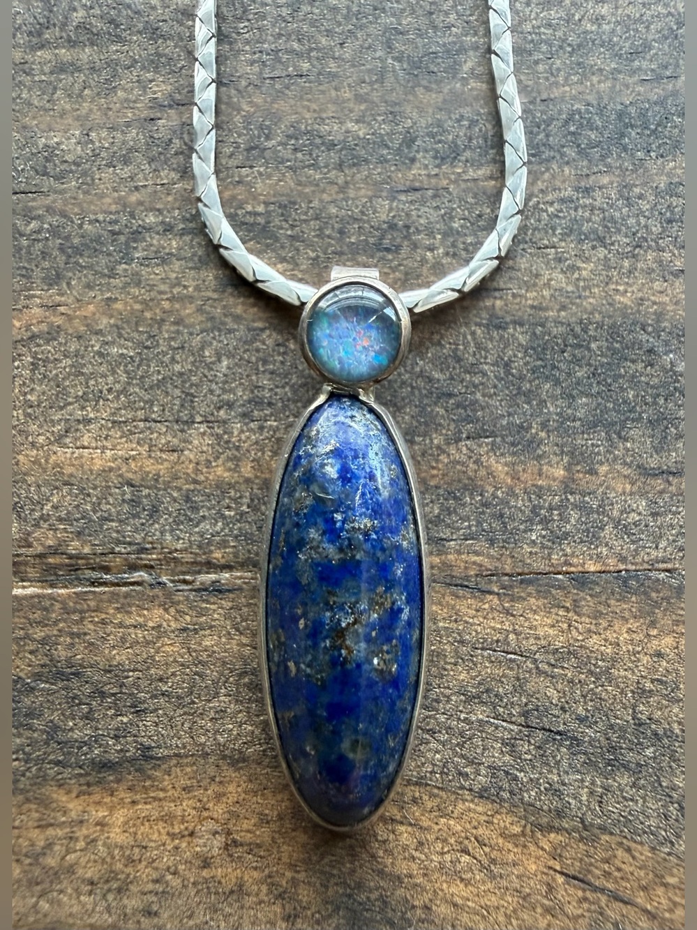Lapis Lazuli and Opal Pendant Necklace